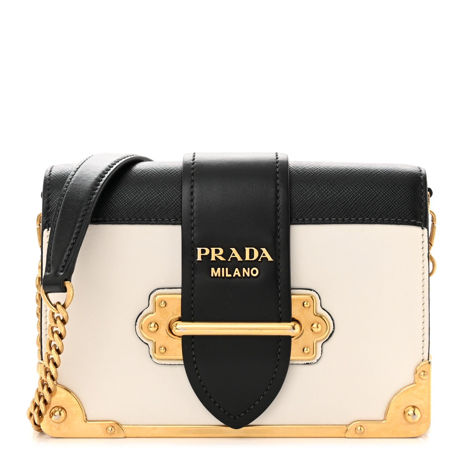 Prada City Calf Saffiano Cahier Bag Talco Black 1 of 9