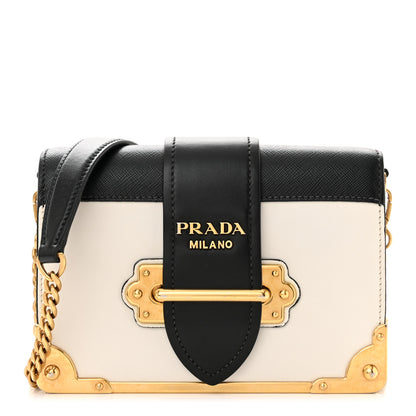 Prada City Calf Saffiano Cahier Bag Talco Black 1 of 9