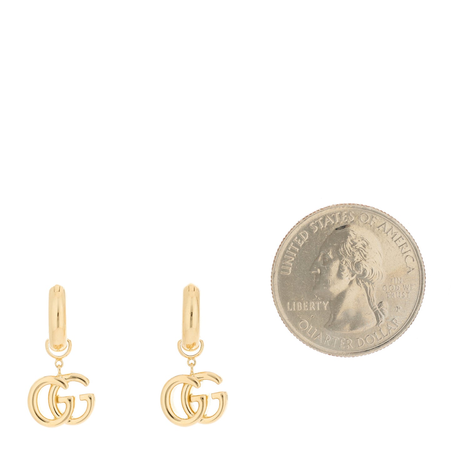 18K Yellow Gold Running G Drop Hoop Earrings