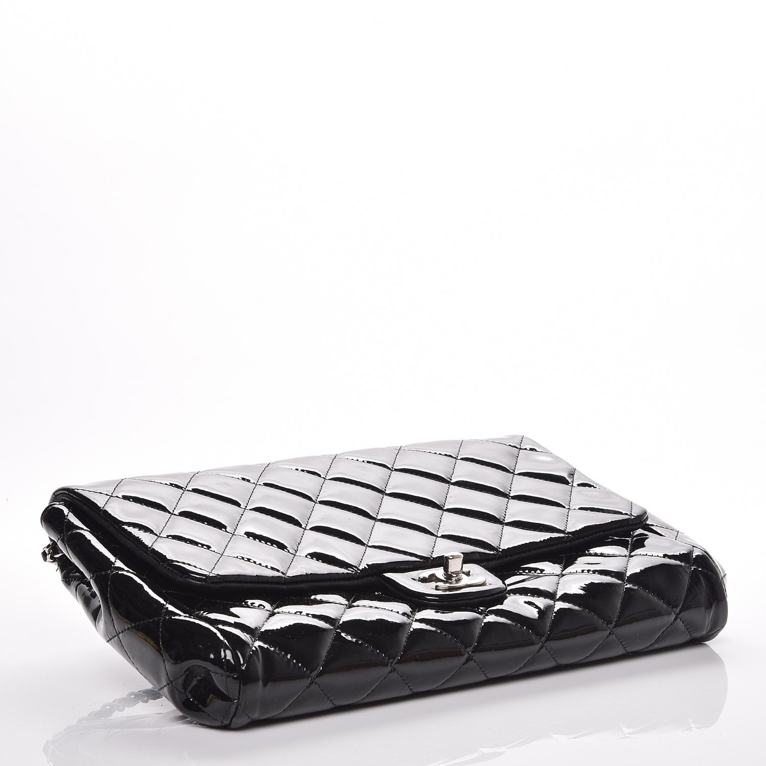 Chanel Patent Quilted Clutch with Chain Flap Black 4 of 7