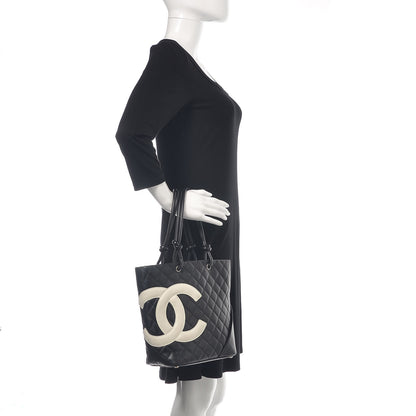 Chanel Calfskin Quilted Medium Cambon Tote Black White 2 of 12
