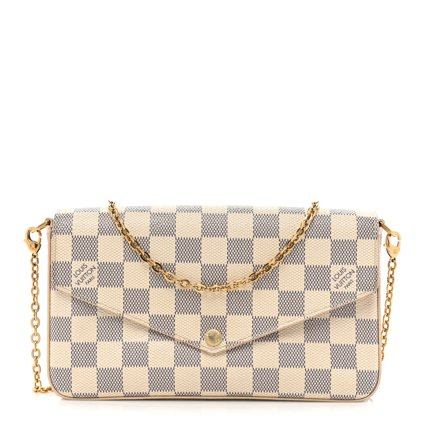 LOUIS VUITTON Damier Azur Pochette Felicie Chain Wallet Rose Ballerine