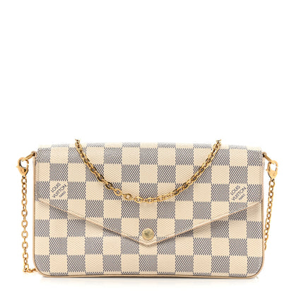 Louis Vuitton LOUIS VUITTON Damier Azur Pochette Felicie Chain Wallet Rose Ballerine 1 of 15