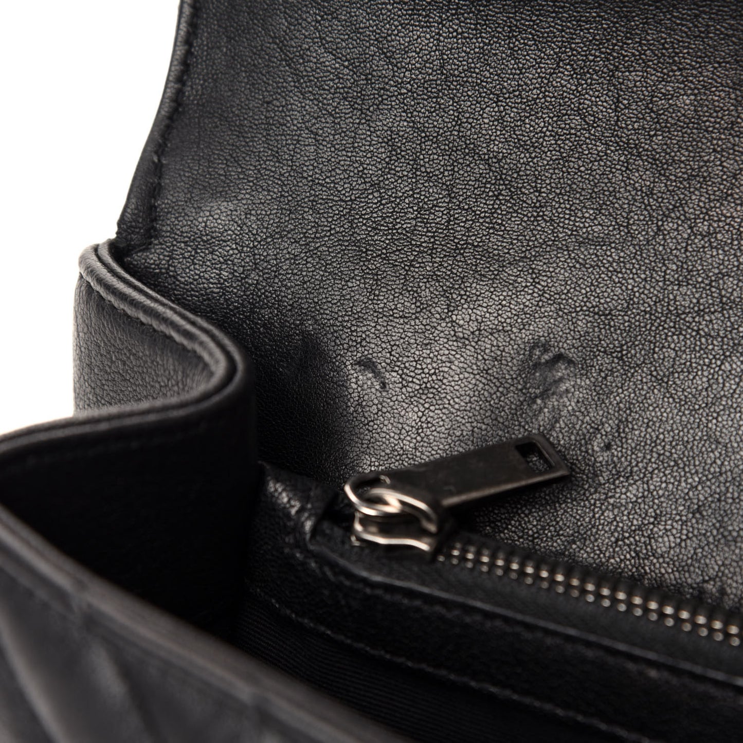 Sheepskin Matelasse Chevron Monogram Medium College Bag Black