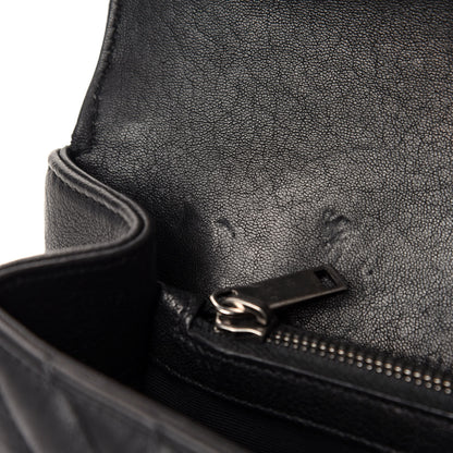 Saint Laurent Sheepskin Matelasse Chevron Monogram Medium College Bag Black 9 of 13