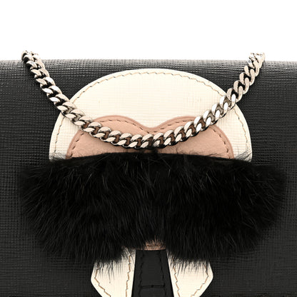 Fendi Vitello Elite Mink Fur Studded Karlito Tube Wallet on Chain Black 8 of 10