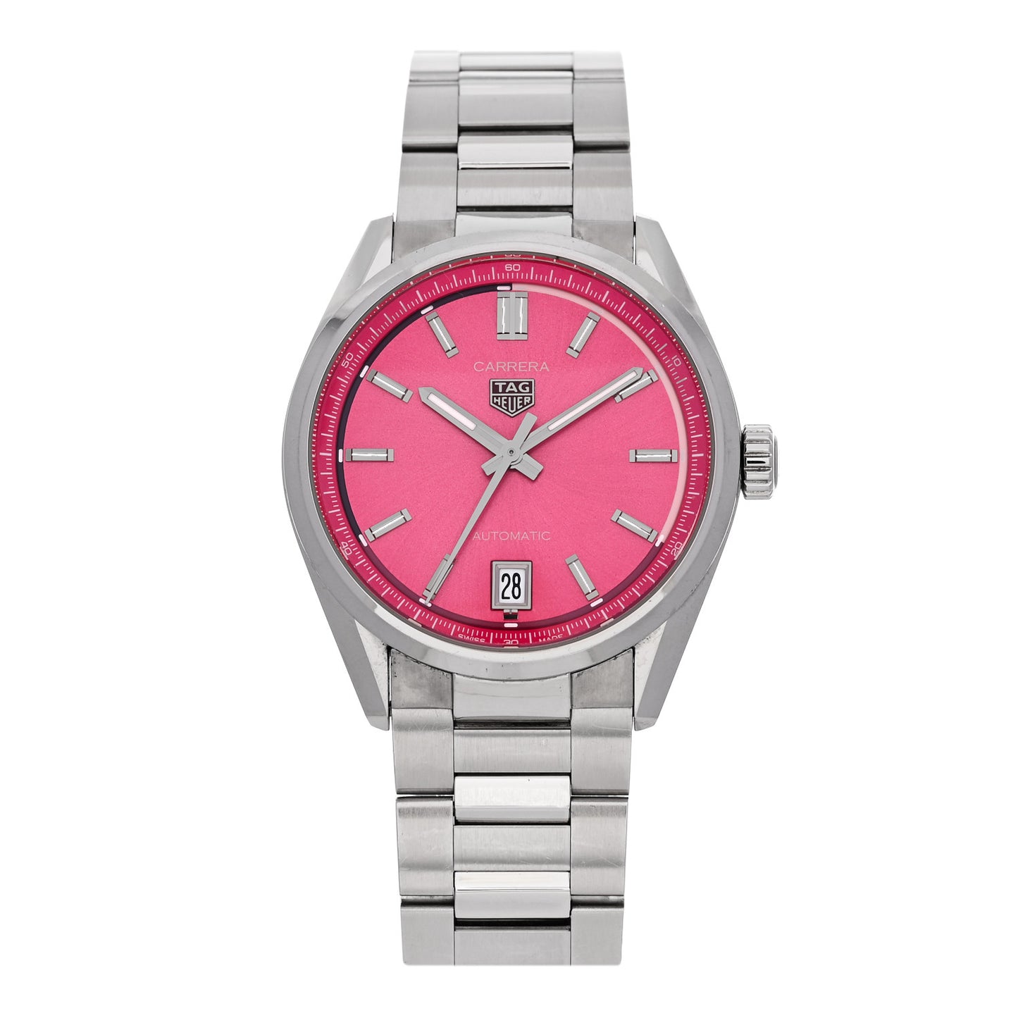 Stainless Steel 36mm Carrera Date Automatic Watch Pink WBN2313