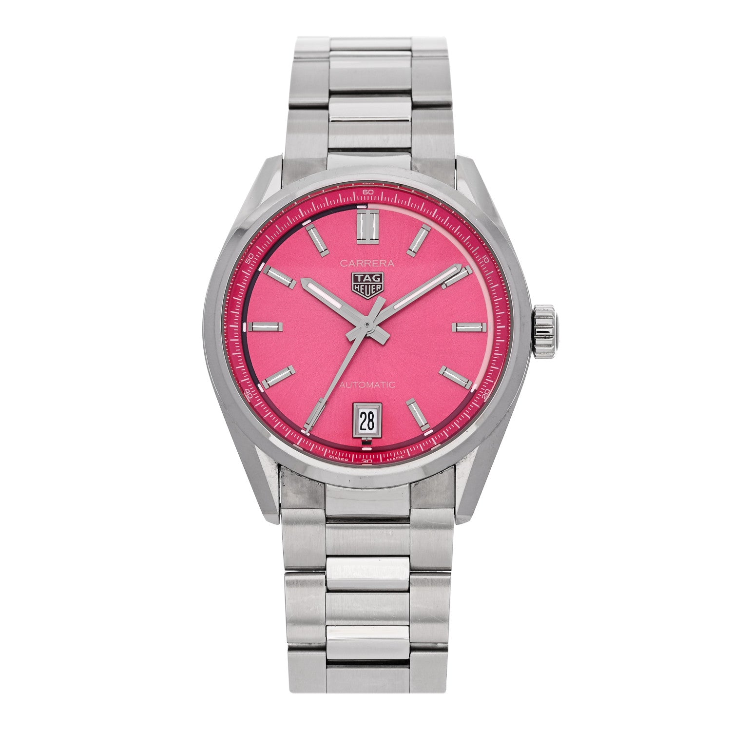 Tag Heuer Stainless Steel 36mm Carrera Date Automatic Watch Pink WBN2313 1 of 5