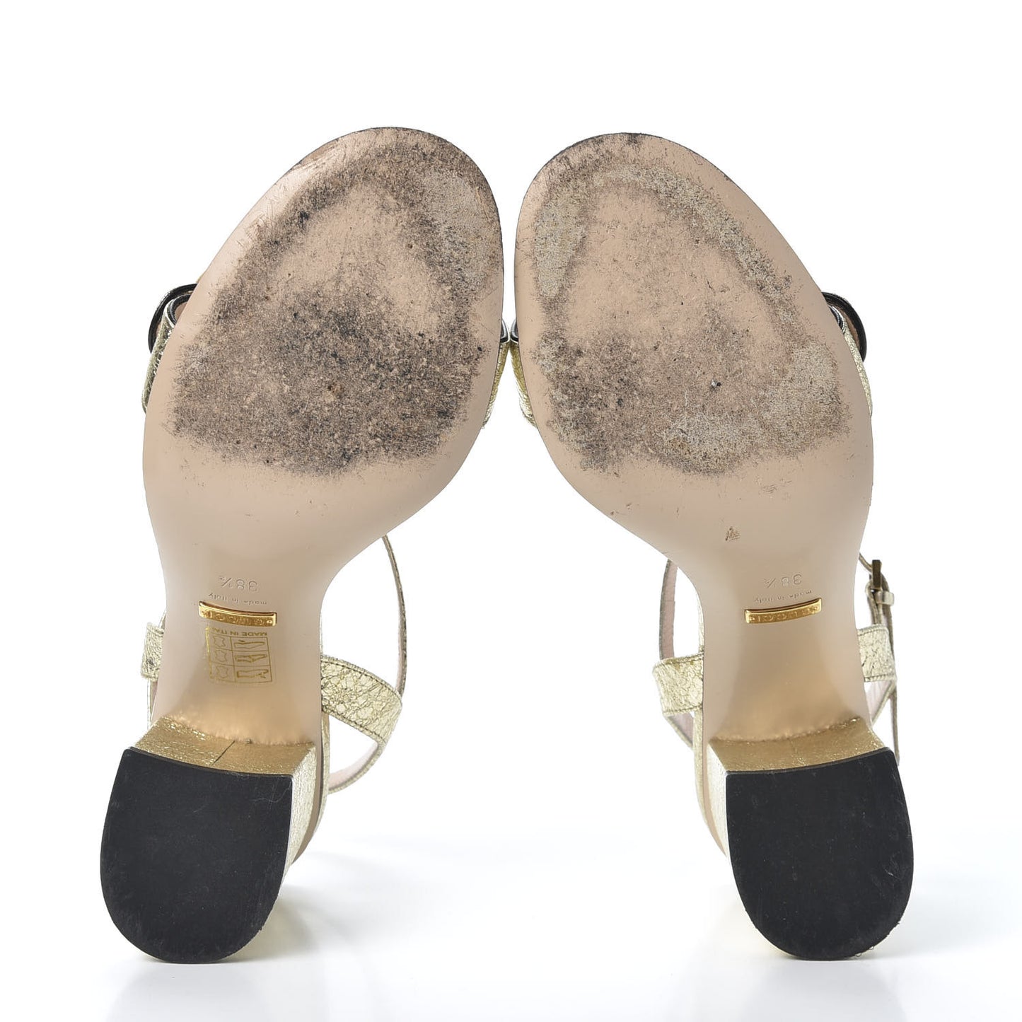 Galassia GG Marmont Ankle Wrap 75mm Sandals 38.5 Platino