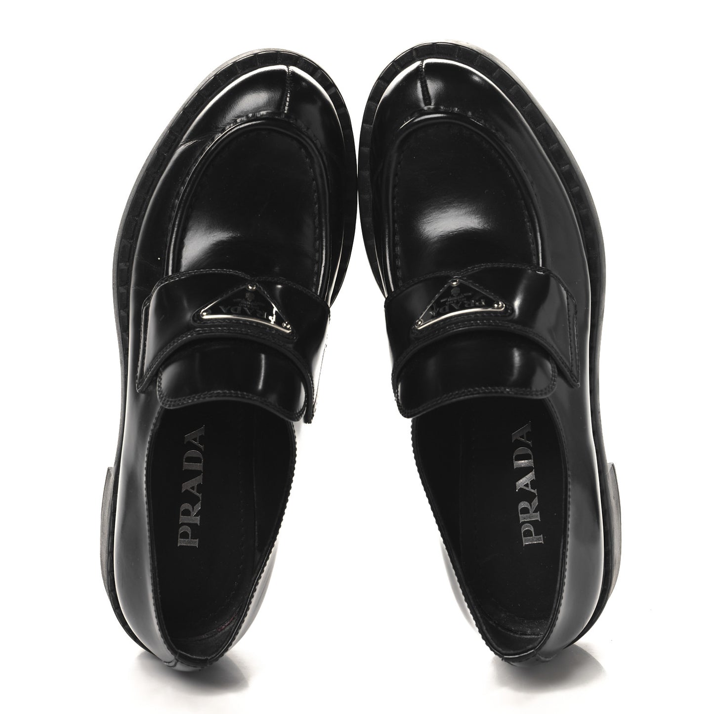 Spazzolato Metal Triangle Logo Pointy 50mm Loafers 37.5 Black
