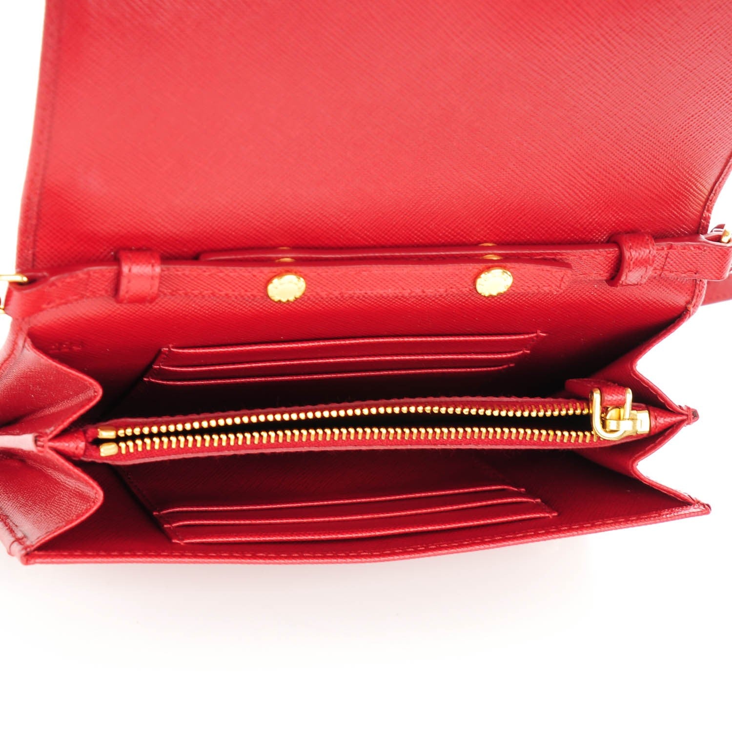 Prada Saffiano Metal Mini Crossbody Wallet Rubino 6 of 7