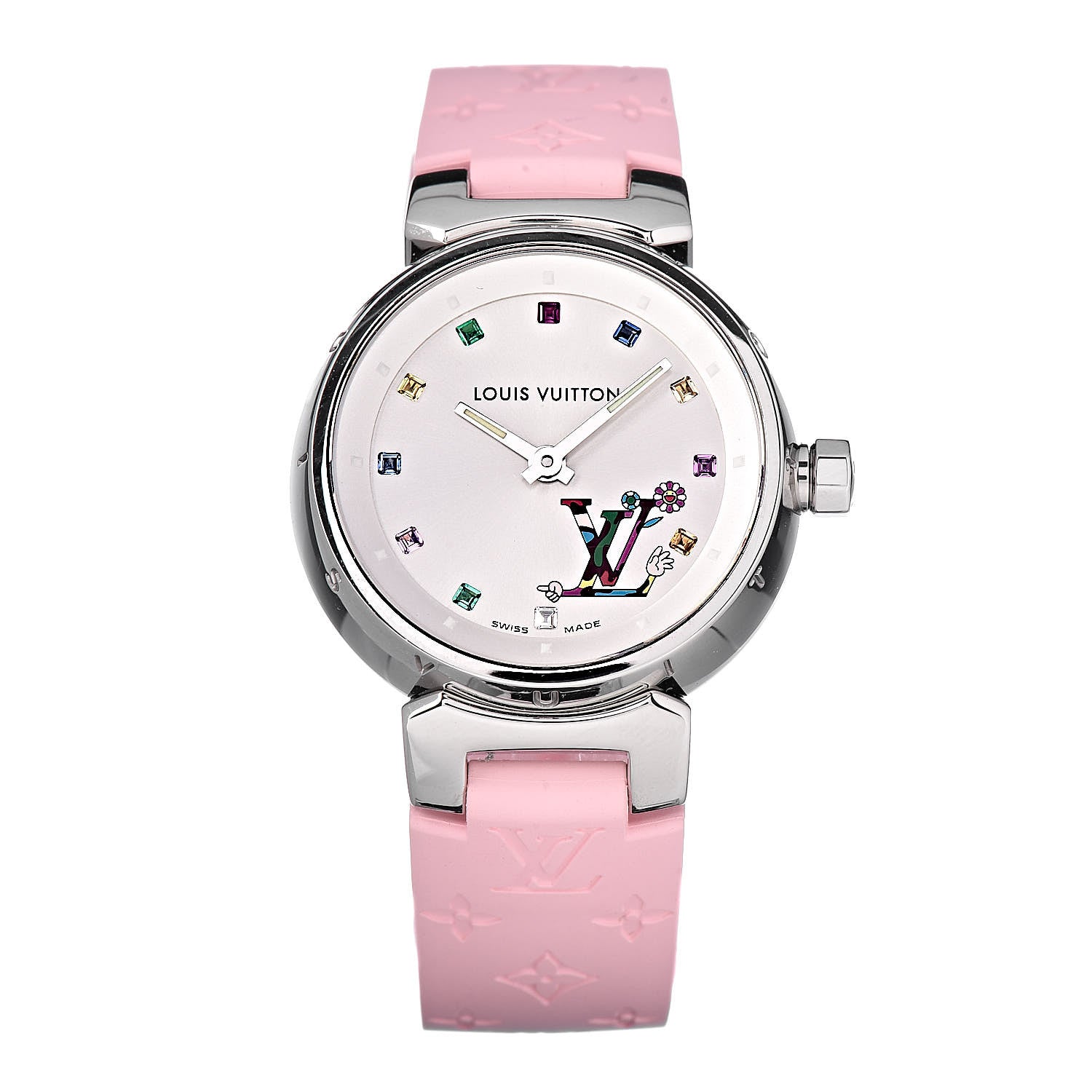 Louis Vuitton Stainless Steel Rubber 28mm Tambour Murakami Quartz Watch 1 of 8