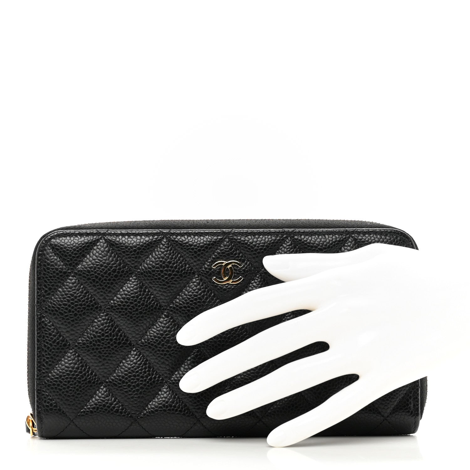 Chanel Caviar Quilted Large Gusset Zip Around Wallet Black 2 of 8