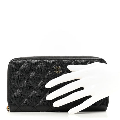 Chanel Caviar Quilted Large Gusset Zip Around Wallet Black 2 of 8