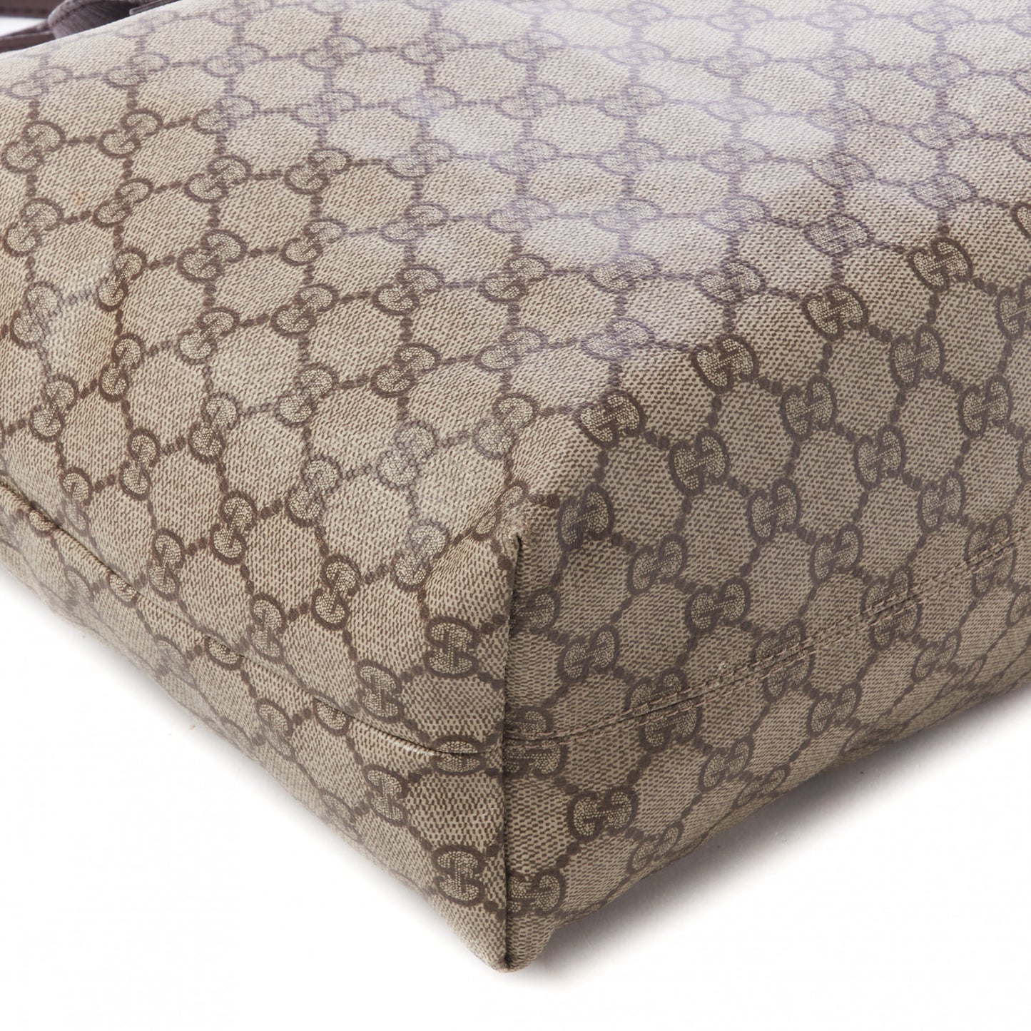 GG Supreme Monogram Medium Zippered Shopping Tote Dark Brown