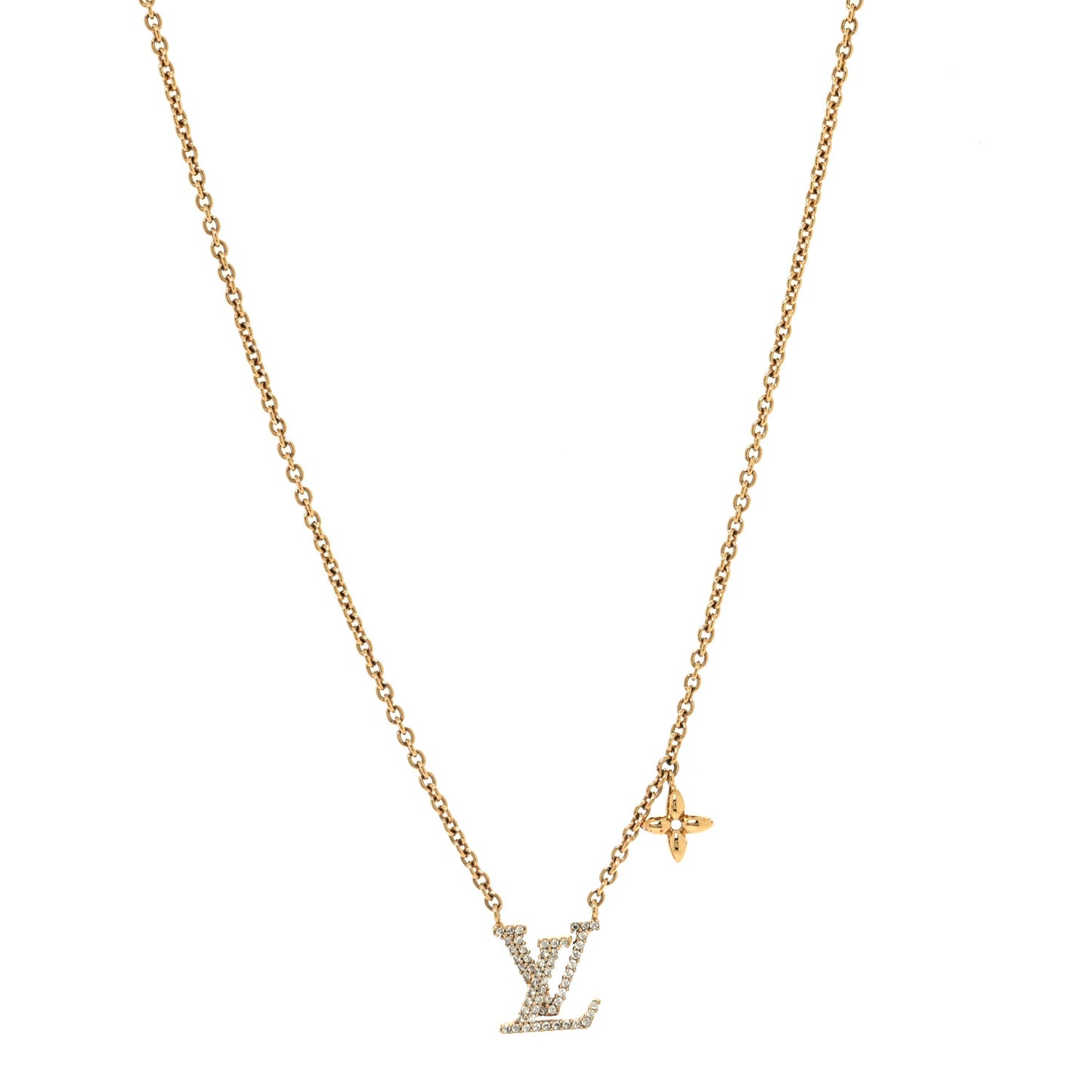 Metal Crystal LV Iconic Necklace Gold