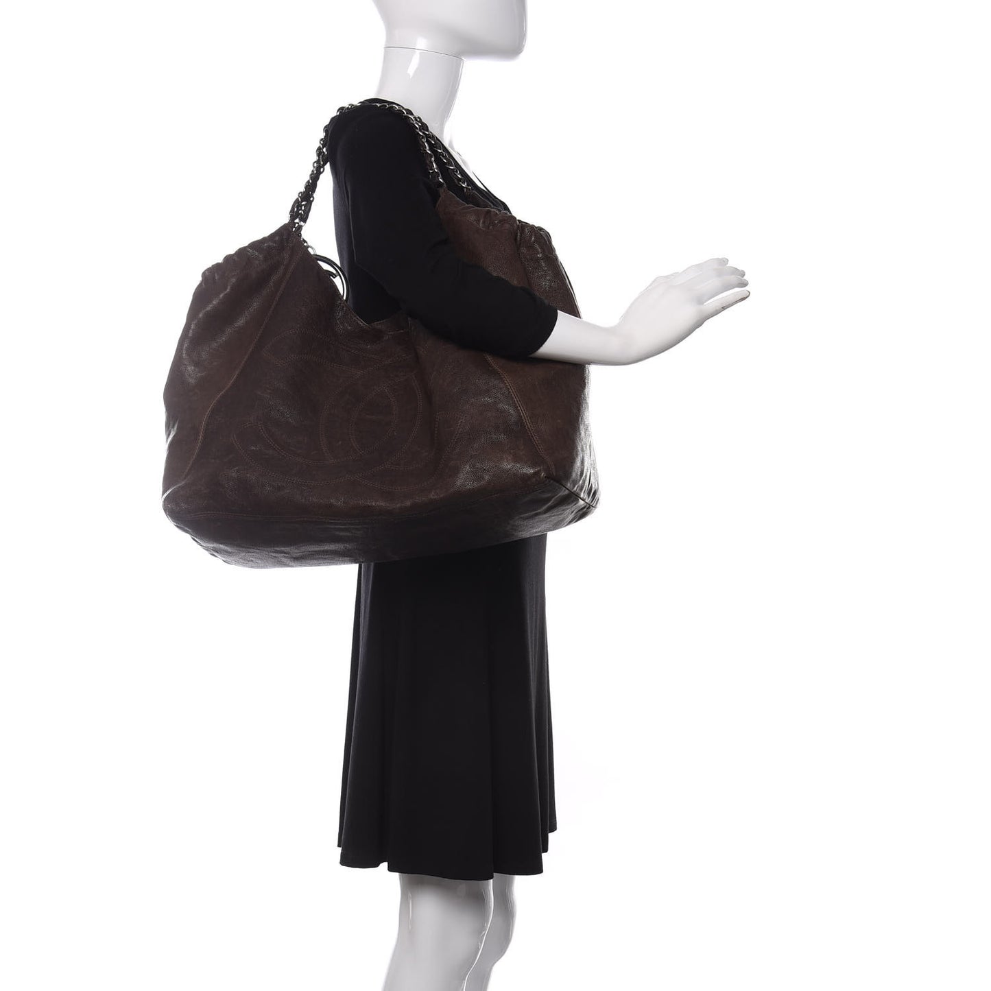 Distressed Caviar XL Coco Cabas Brown