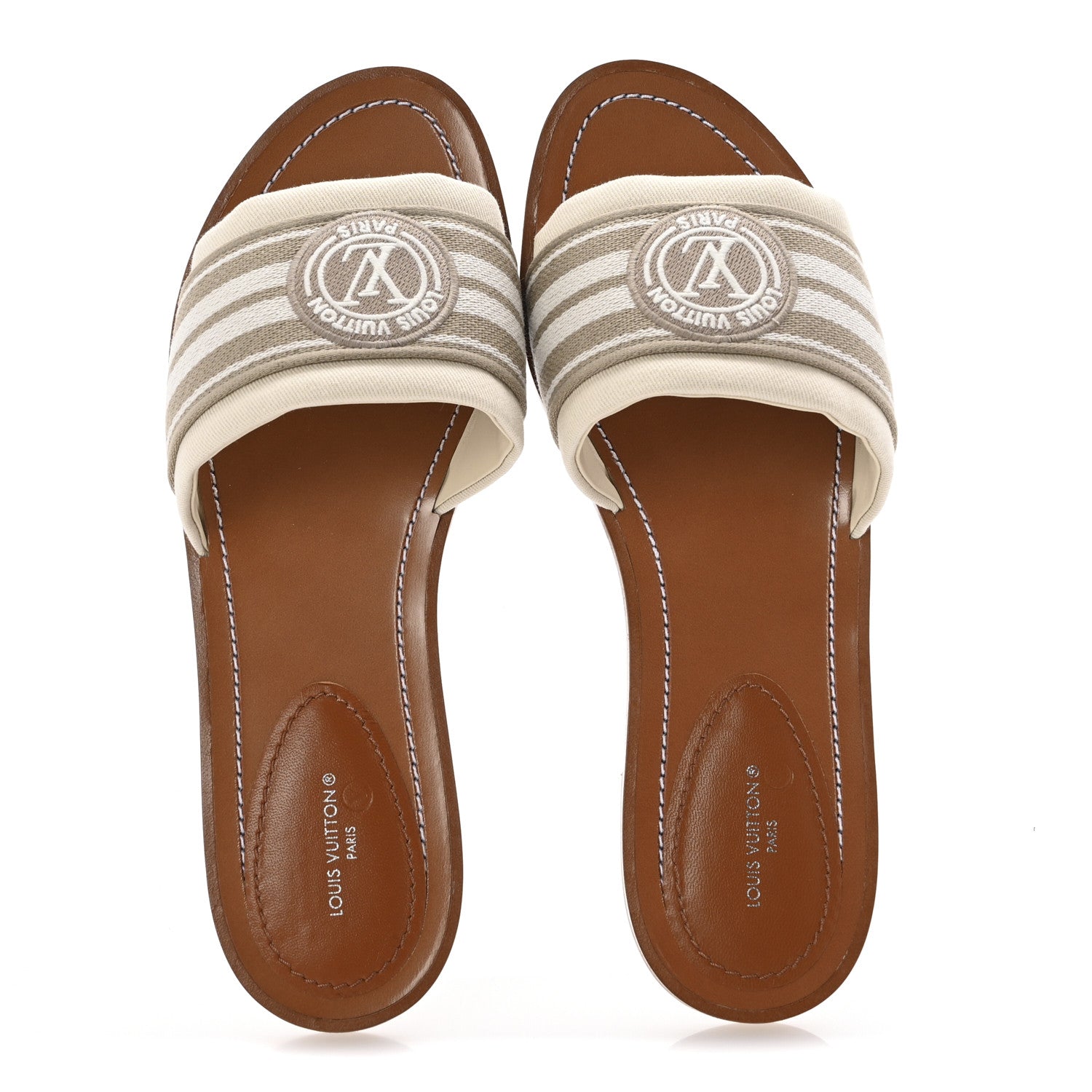 Louis Vuitton Canvas Calfskin Lock It Flat Mules 39 2 of 9