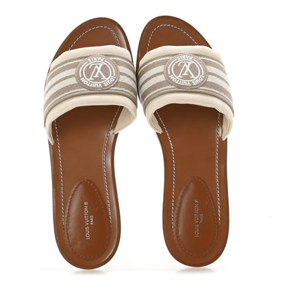 Louis Vuitton Canvas Calfskin Lock It Flat Mules 39 2 of 9