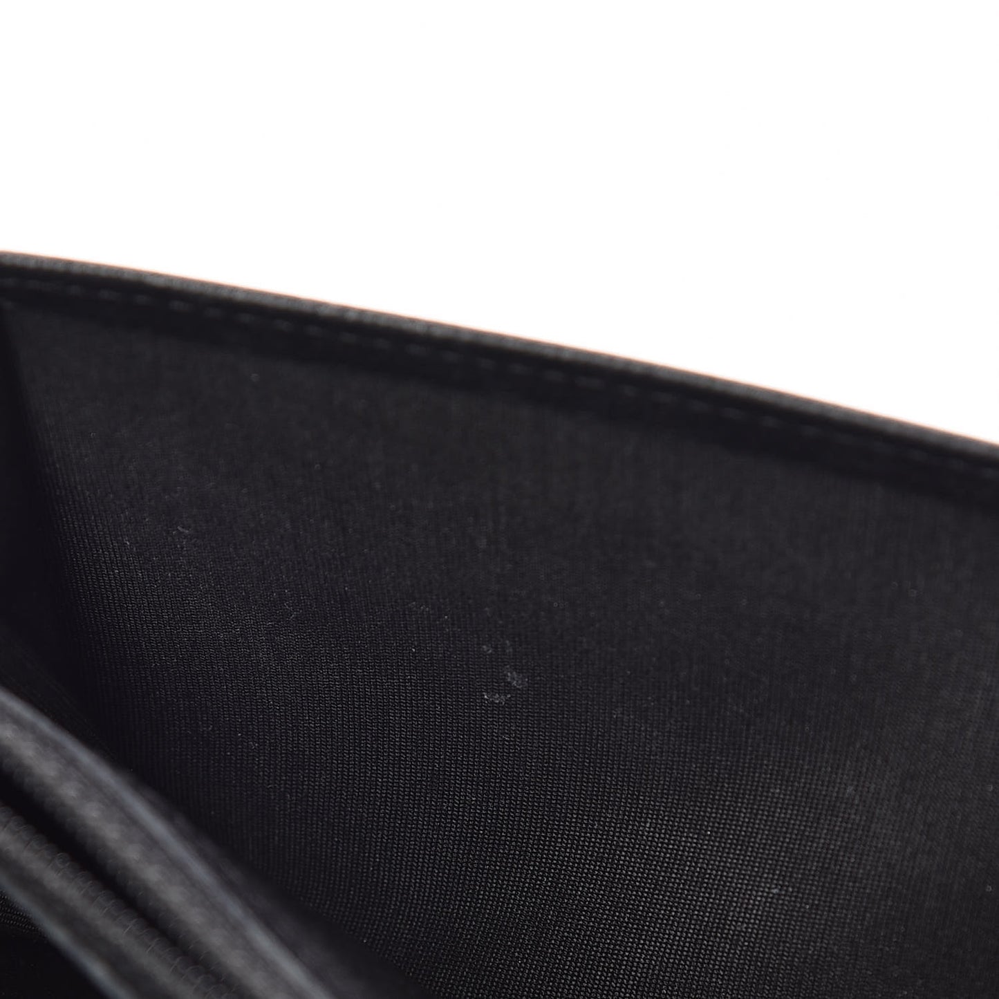 Goatskin Camellia Embossed Flap Wallet Black