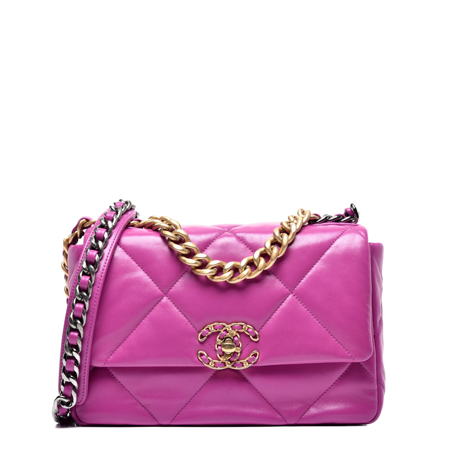 Chanel Lambskin Quilted Medium Chanel 19 Flap Purple 1 of 8