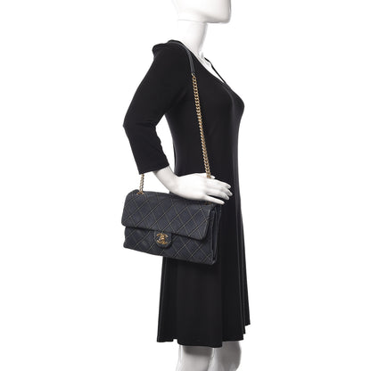 Chanel Calfskin Triple Stitched Medium Flap Navy 2 of 15