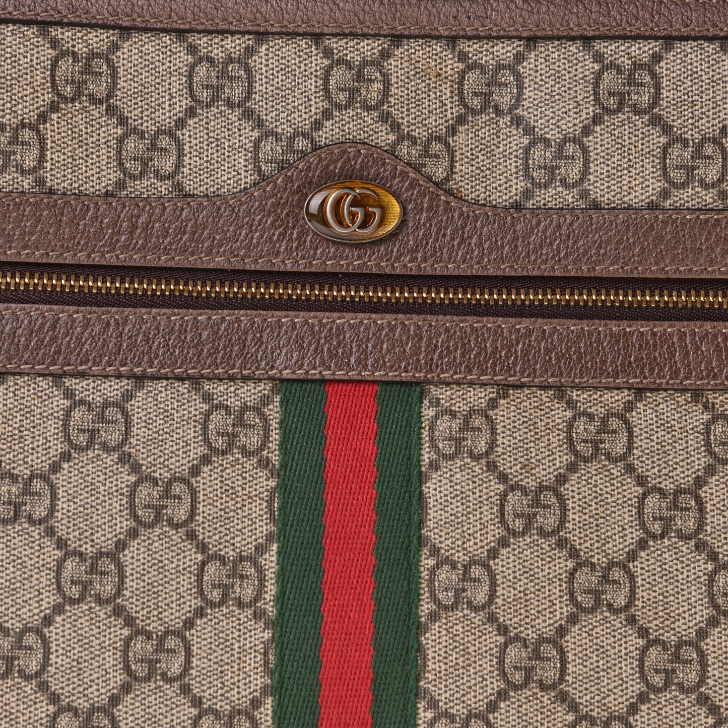 GG Supreme Monogram Large Ophidia Pouch Clutch Brown
