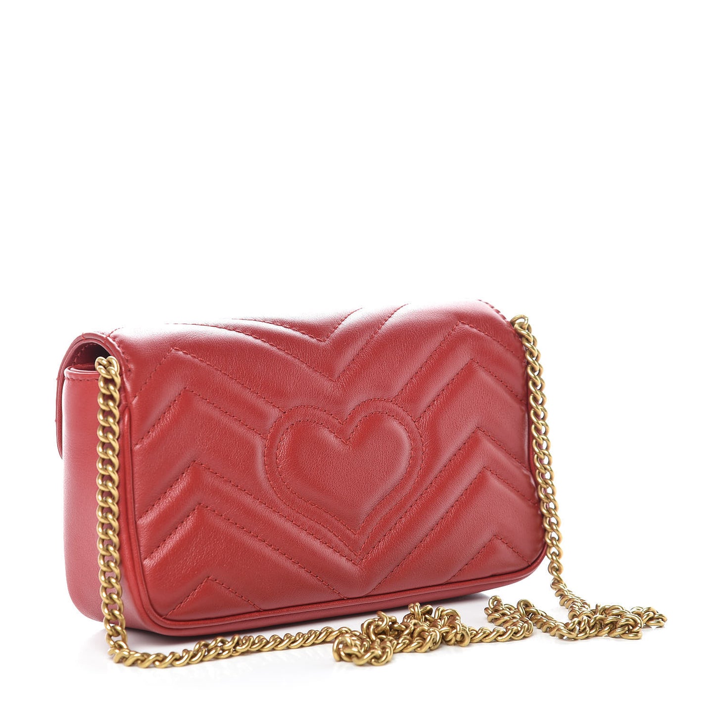 Calfskin Matelasse Super Mini GG Marmont Shoulder Bag Hibiscus Red
