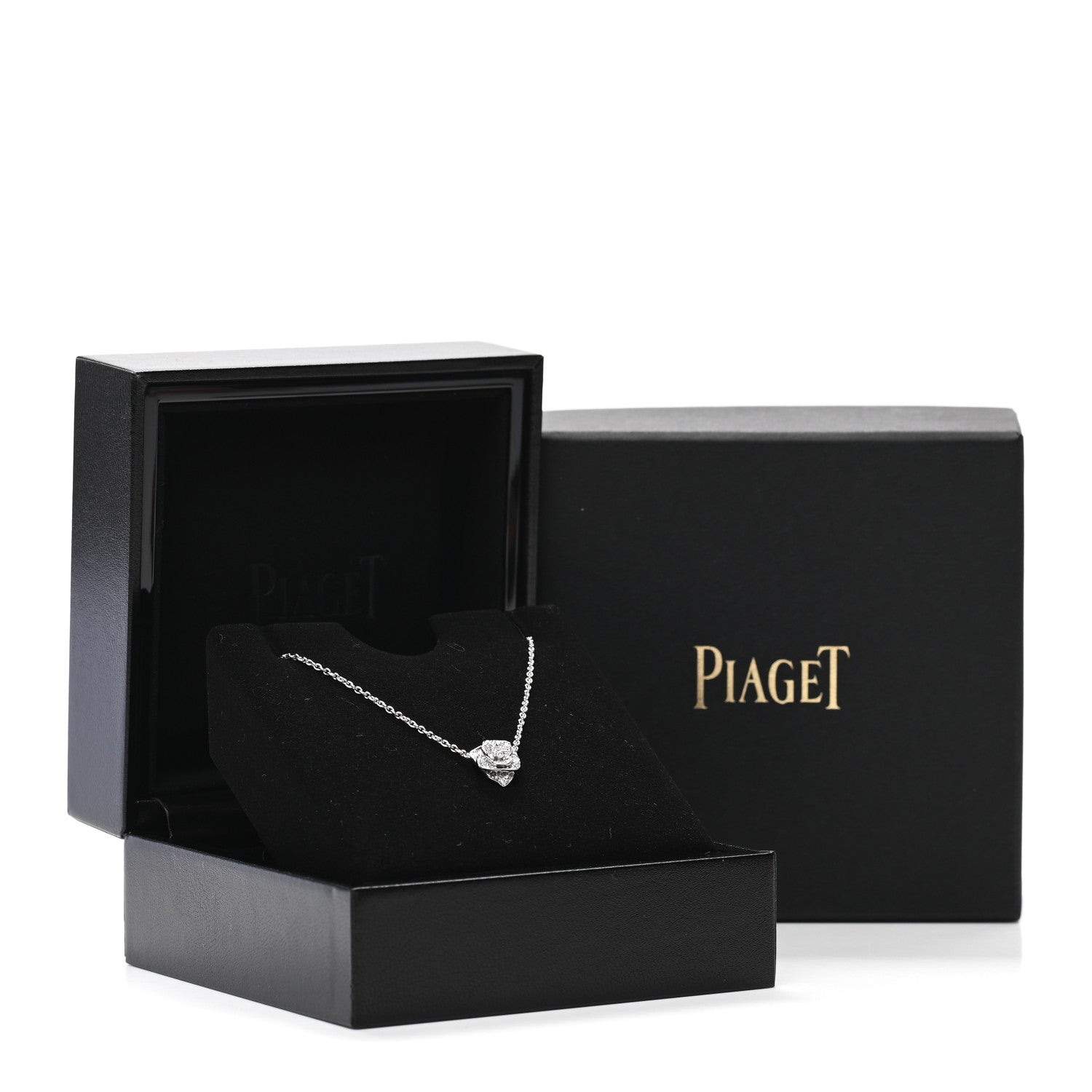 Piaget 18K White Gold Diamond .23ctw Rose Pendant Necklace 5 of 5