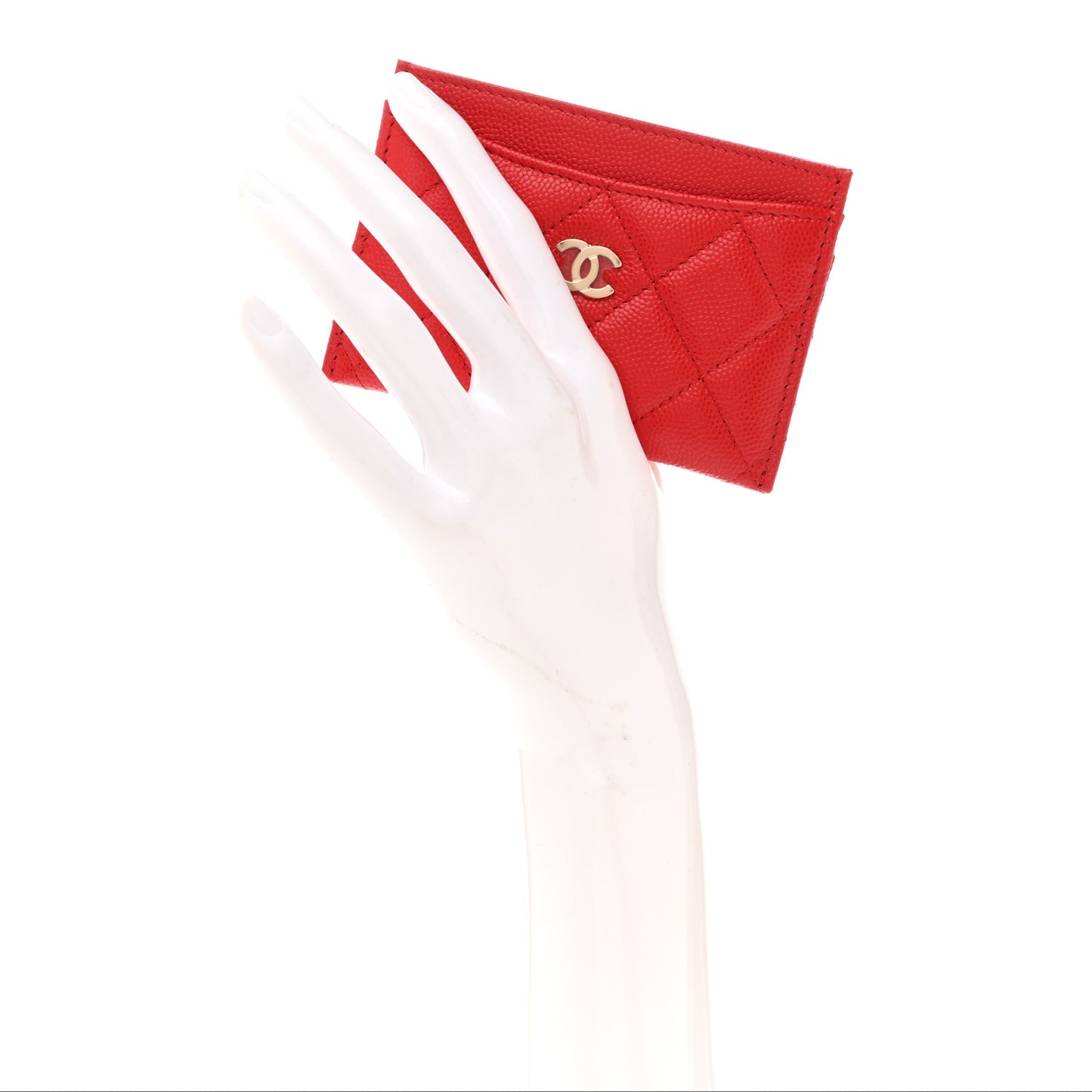 Caviar Quilted Card Holder Red