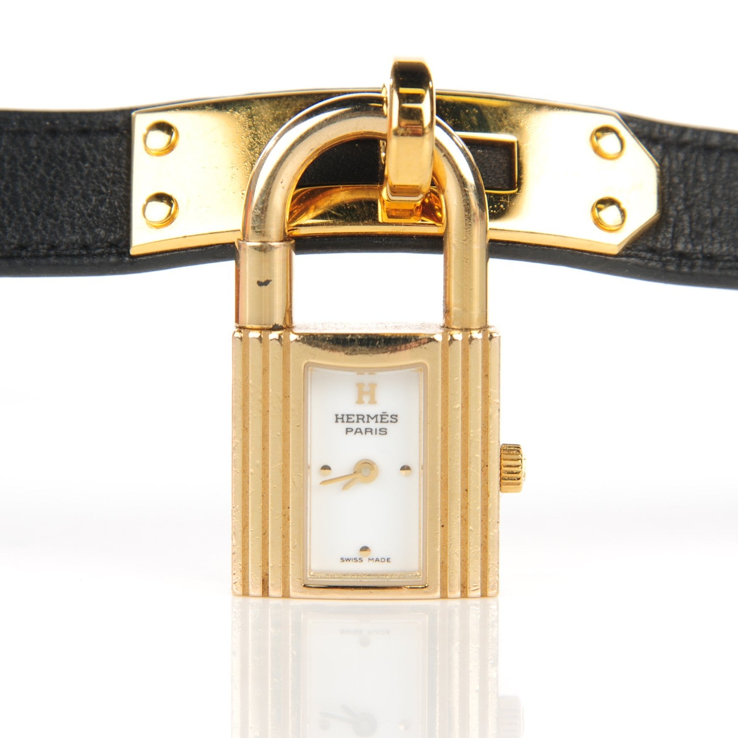 Hermes Stainless Steel Barenia 20mm Kelly Cadena Double Tour Quartz Watch Noir 9 of 13