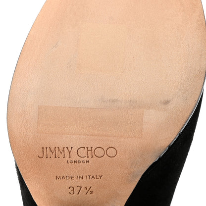 Jimmy Choo Suede Patent Kascade T-Strap Wedge Sandal 37.5 Black 9 of 9