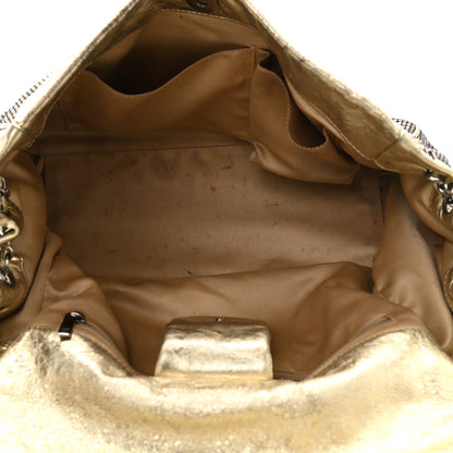 Chanel Metallic Lambskin Perforated Hollywood Accordion Flap Bag Gold 4 of 12