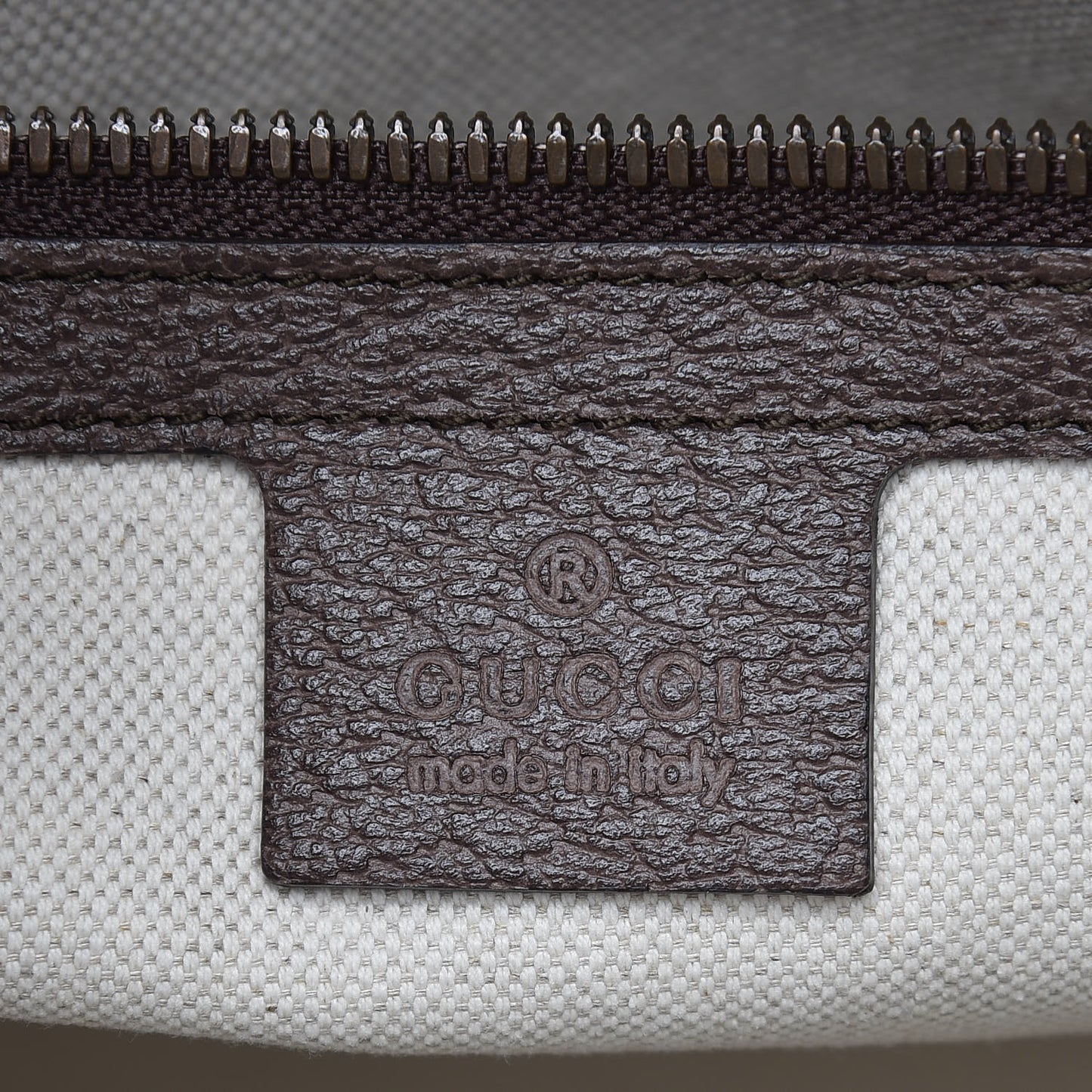 GG Supreme Monogram Textured Calfskin Web Medium Ophidia Slip Handle Tote Beige Ebony New Acero