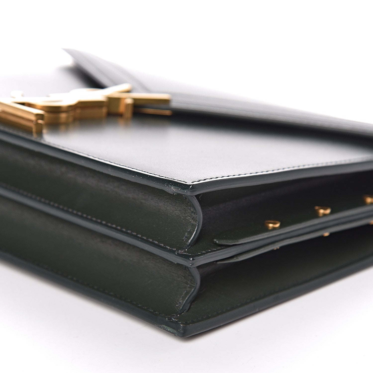 Saint Laurent Smooth Calfskin Monogram Cassandra Clasp Bag Dark Green 9 of 10