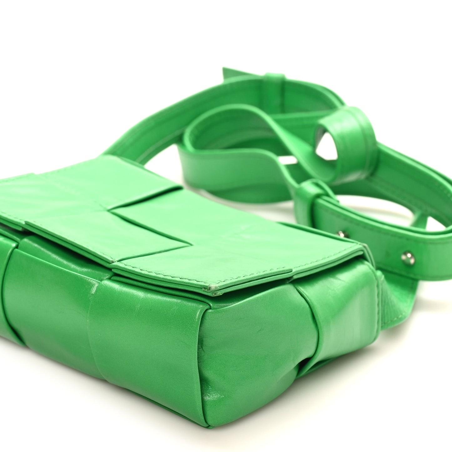 Paper Calfskin Maxi Intreccio Extra Mini Cassette Crossbody Bag Parakeet