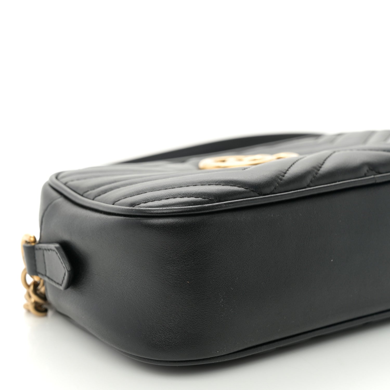 Gucci Calfskin Matelasse Small GG Marmont Chain Shoulder Bag Black 9 of 12