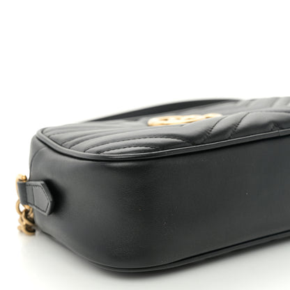 Gucci Calfskin Matelasse Small GG Marmont Chain Shoulder Bag Black 9 of 12