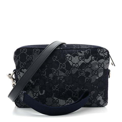 Denim GG Monogram Camouflage Small Crossbody Bag Blue