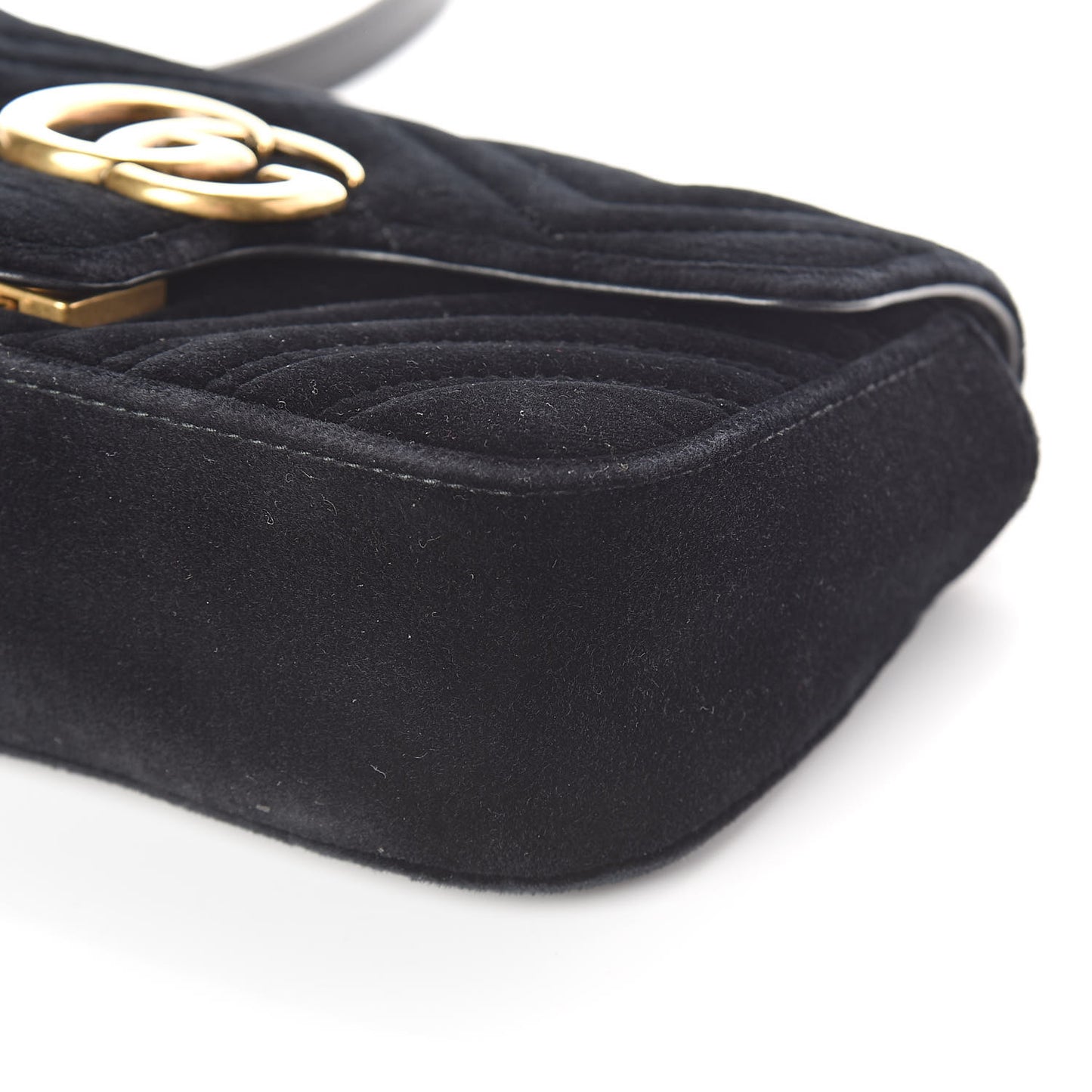 Velvet Matelasse Mini GG Marmont Shoulder Bag Black