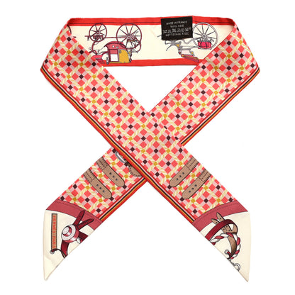 Hermes Silk Les Voitures Nouvelle Twilly Grenadine Vanille Beige 1 of 4