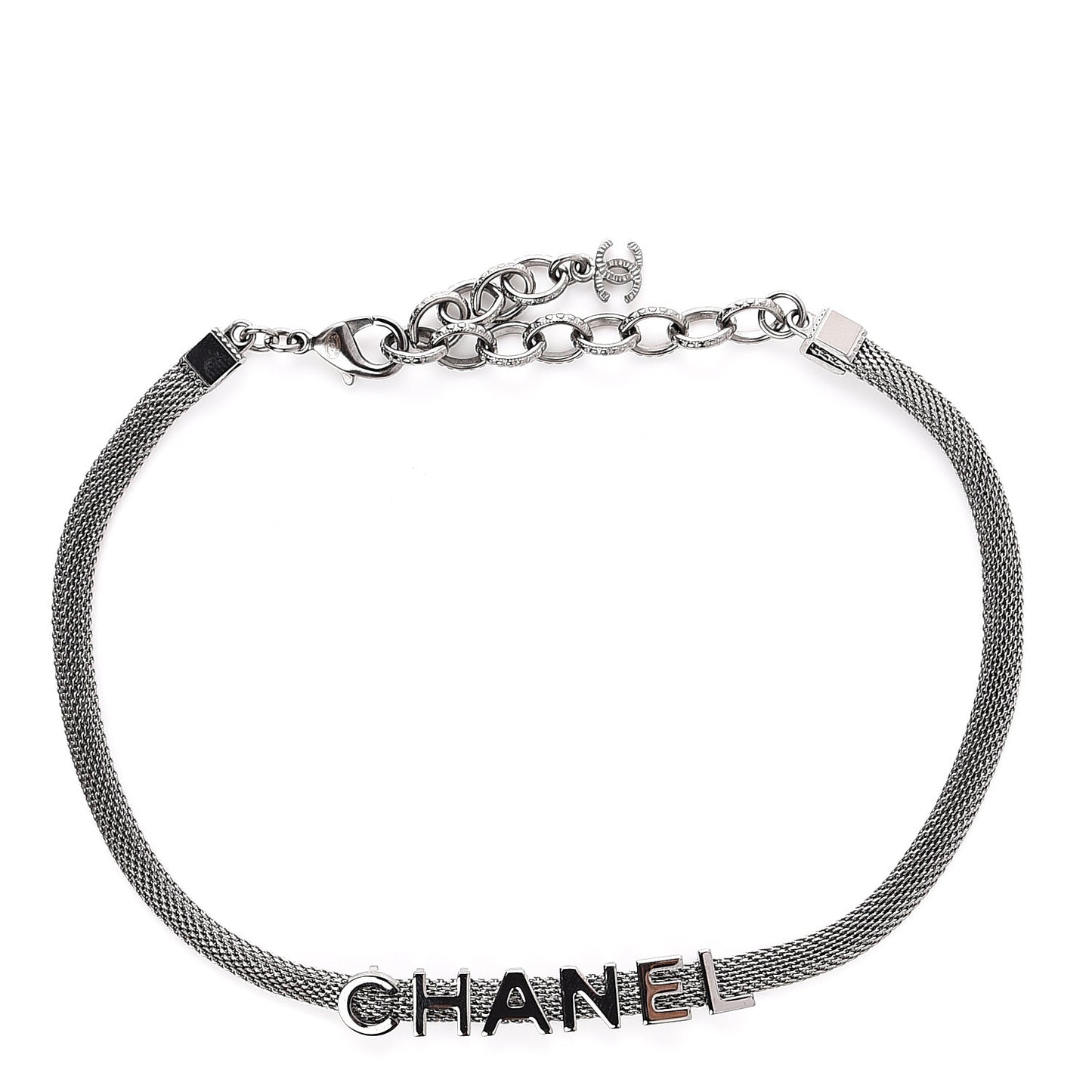 Metal Logo Choker Necklace Silver