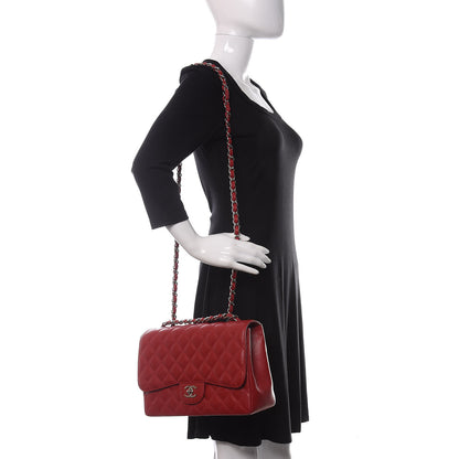 Chanel Caviar Quilted Jumbo Single Flap Red 2 of 10