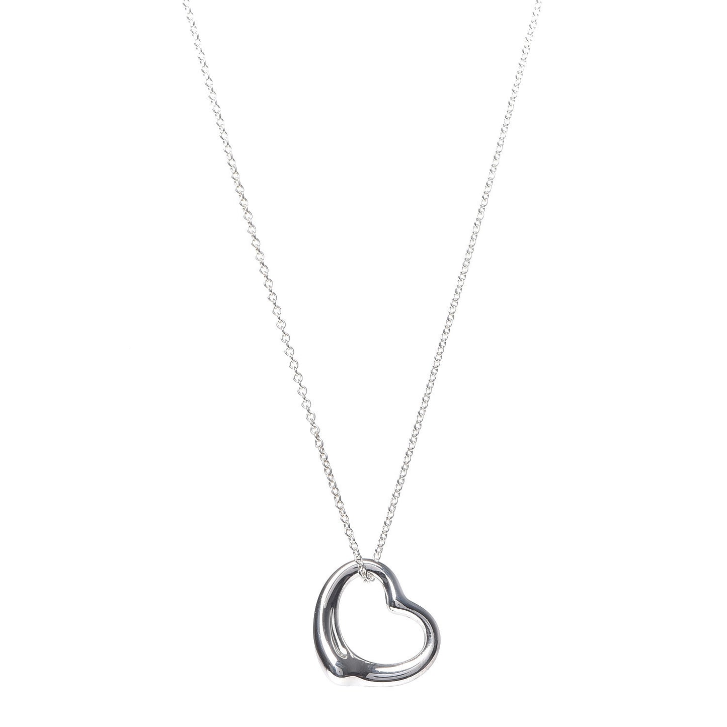 Sterling Silver 22mm Elsa Peretti Open Heart Pendant Necklace