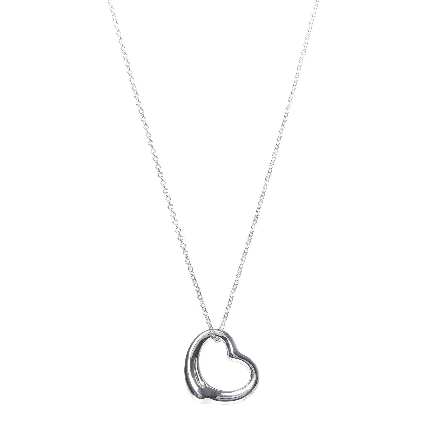 Tiffany Sterling Silver 22mm Elsa Peretti Open Heart Pendant Necklace 1 of 6
