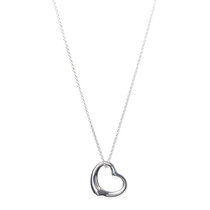 Tiffany Sterling Silver 22mm Elsa Peretti Open Heart Pendant Necklace 1 of 6
