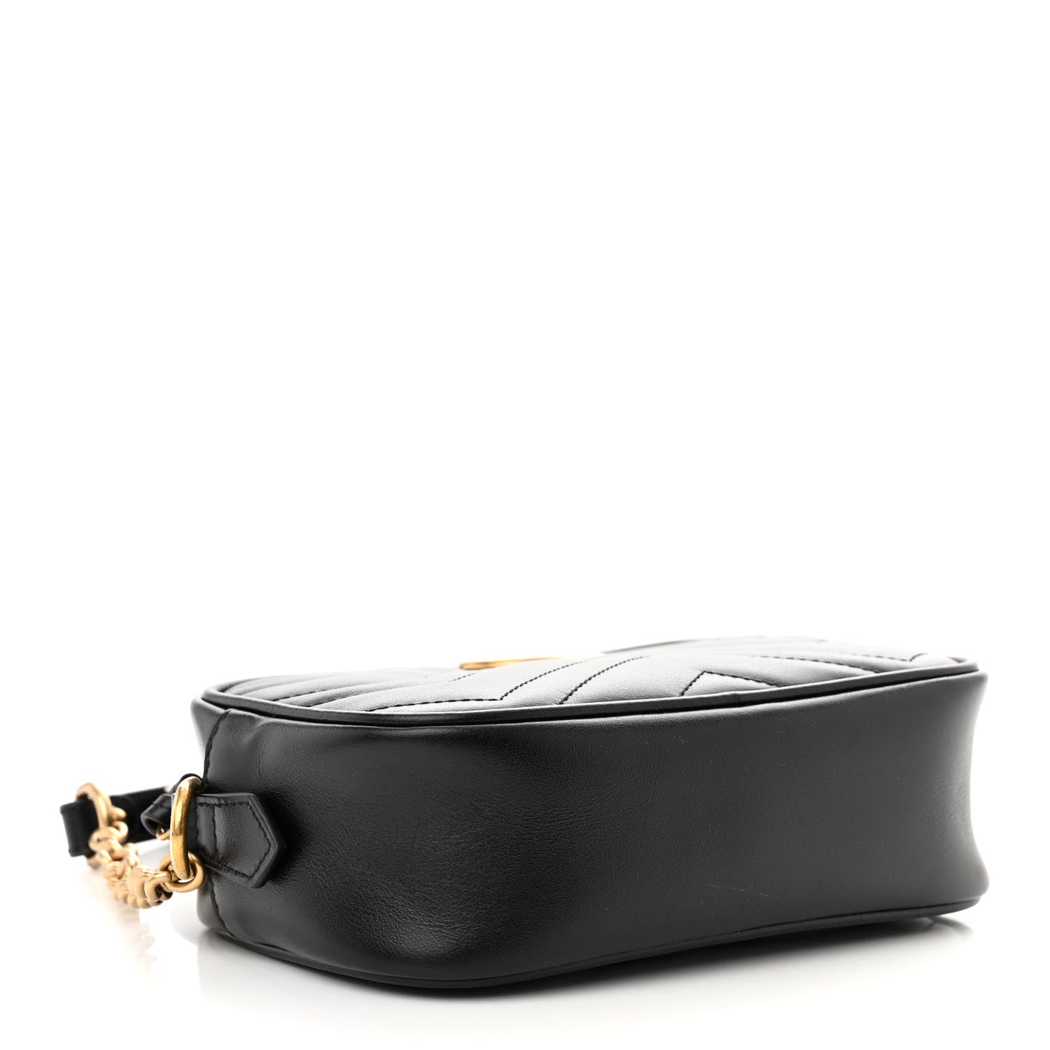 Gucci Calfskin Matelasse Mini GG Marmont Chain Shoulder Bag Black 4 of 10