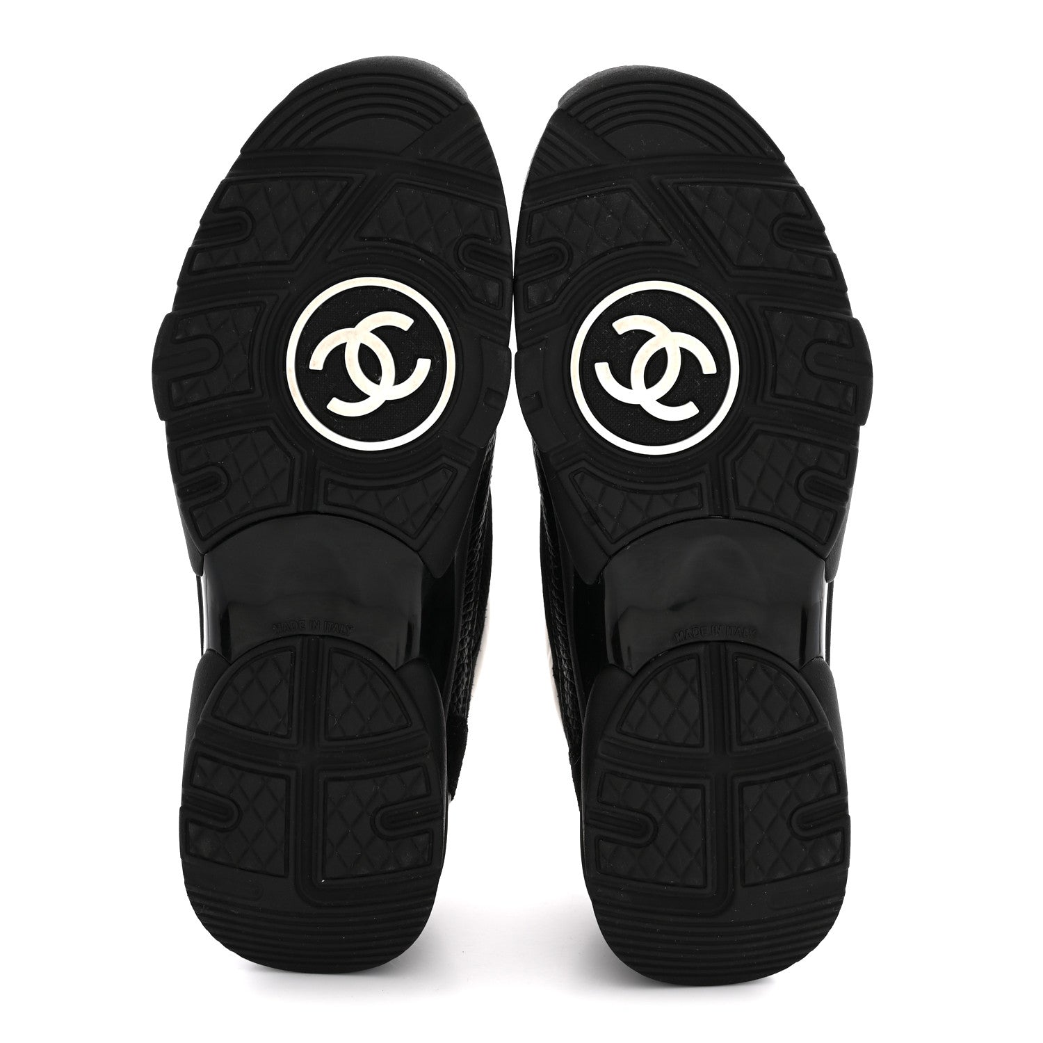 Chanel Mesh Suede Grained Calfskin Womens CC Sneakers 38.5 Black White 6 of 10