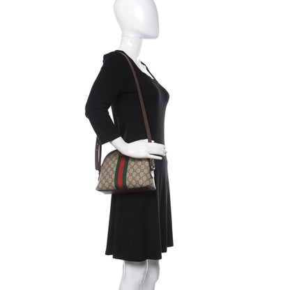 Gucci GG Supreme Monogram Textured Dollar Calfskin Web Small Ophidia Dome Shoulder Bag Beige Ebony New Acero 2 of 10