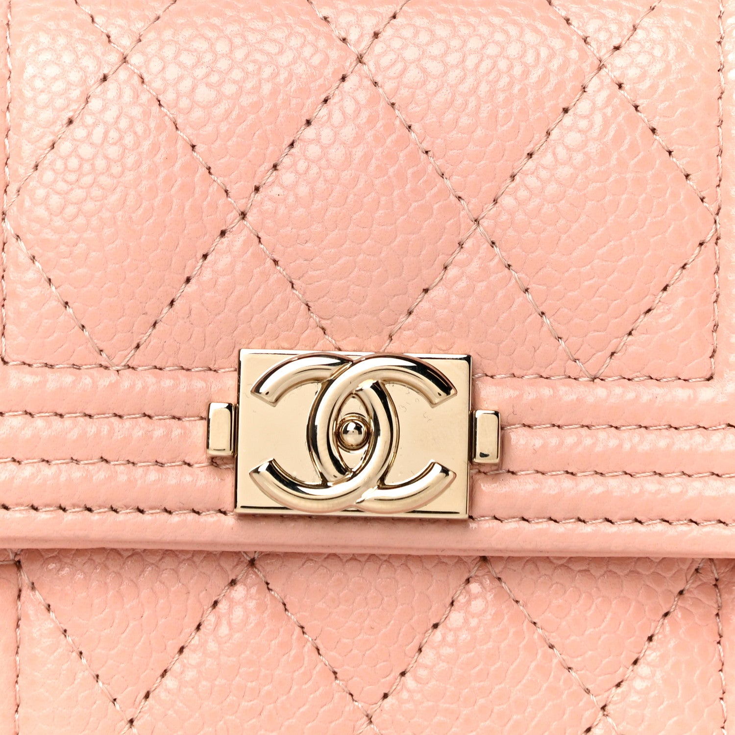 Chanel Caviar Quilted Boy Compact Wallet Pink 7 of 10